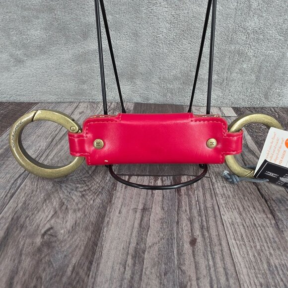 Handbag Handcuff Bag Restraint Security Cuff Strap Cherry Red Faux Leather New - Picture 5 of 9